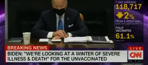 Biden aux "non-vaccinés" : Omicron arrive, si vous ne "vaccinez pas" vous aurez un "hiver de la mort". Chers amis,